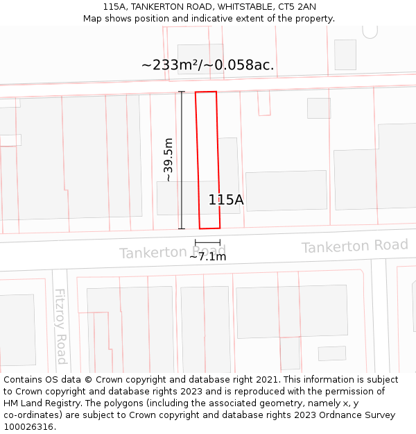 115A, TANKERTON ROAD, WHITSTABLE, CT5 2AN: Plot and title map