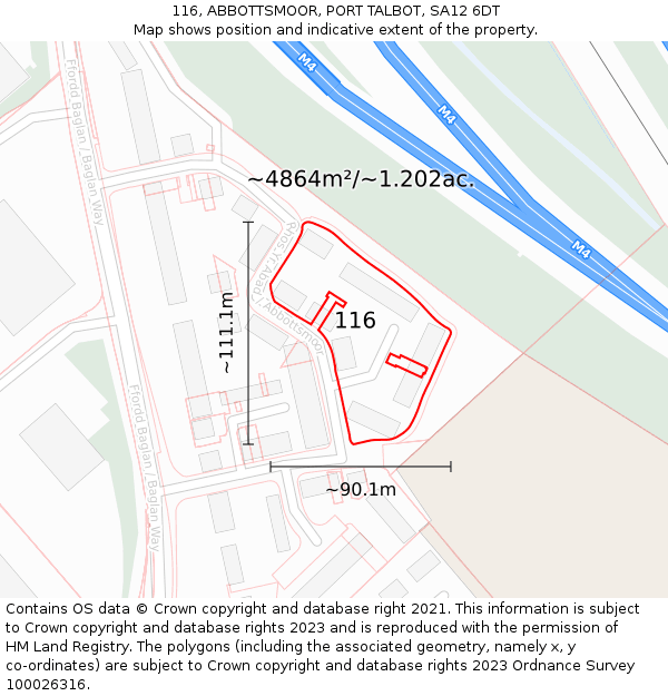 116, ABBOTTSMOOR, PORT TALBOT, SA12 6DT: Plot and title map