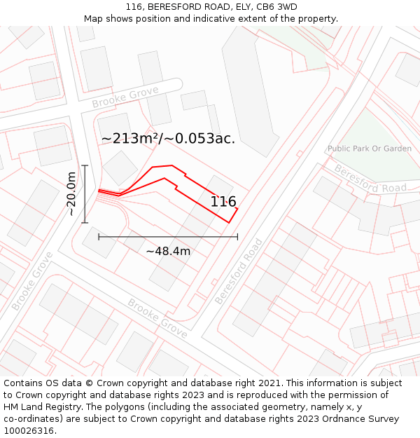 116, BERESFORD ROAD, ELY, CB6 3WD: Plot and title map