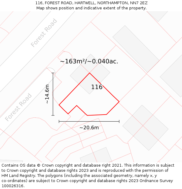 116, FOREST ROAD, HARTWELL, NORTHAMPTON, NN7 2EZ: Plot and title map