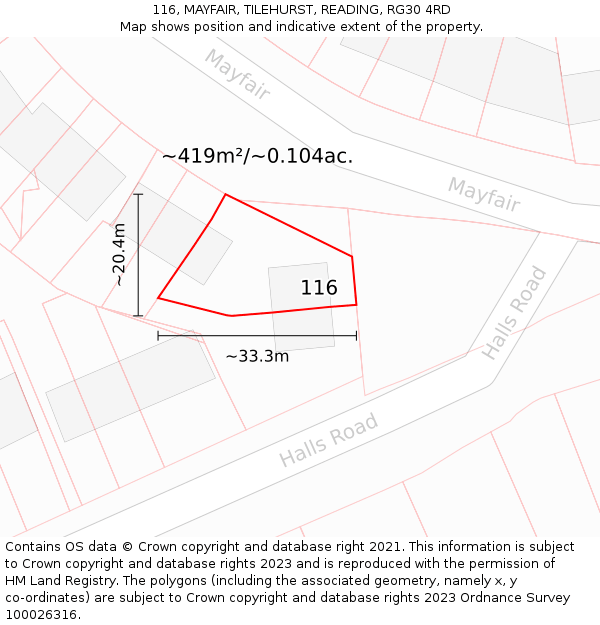 116, MAYFAIR, TILEHURST, READING, RG30 4RD: Plot and title map