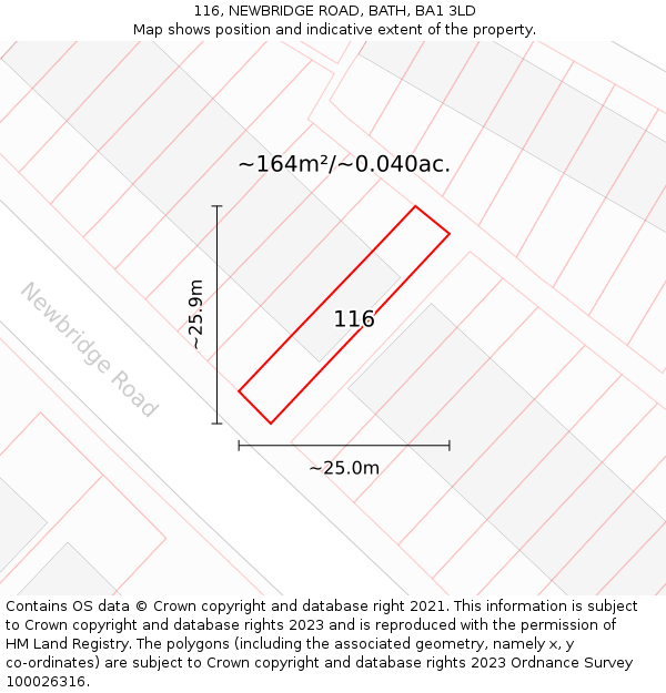 116, NEWBRIDGE ROAD, BATH, BA1 3LD: Plot and title map