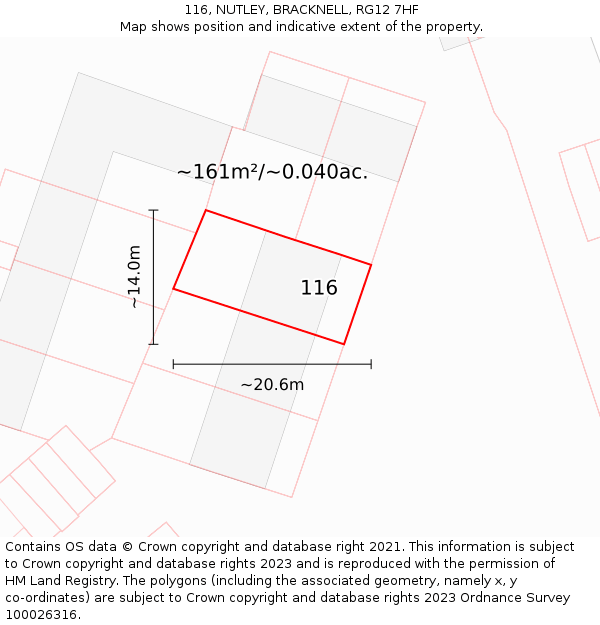 116, NUTLEY, BRACKNELL, RG12 7HF: Plot and title map