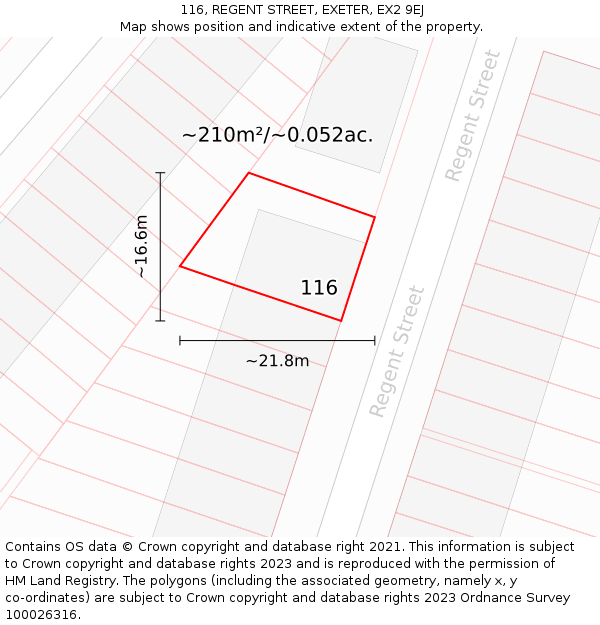 116, REGENT STREET, EXETER, EX2 9EJ: Plot and title map