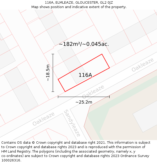 116A, ELMLEAZE, GLOUCESTER, GL2 0JZ: Plot and title map