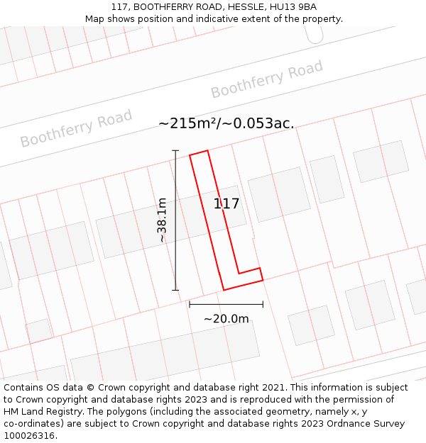 117, BOOTHFERRY ROAD, HESSLE, HU13 9BA: Plot and title map