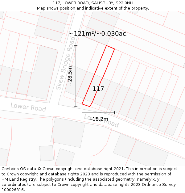 117, LOWER ROAD, SALISBURY, SP2 9NH: Plot and title map