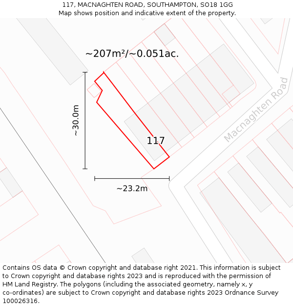 117, MACNAGHTEN ROAD, SOUTHAMPTON, SO18 1GG: Plot and title map