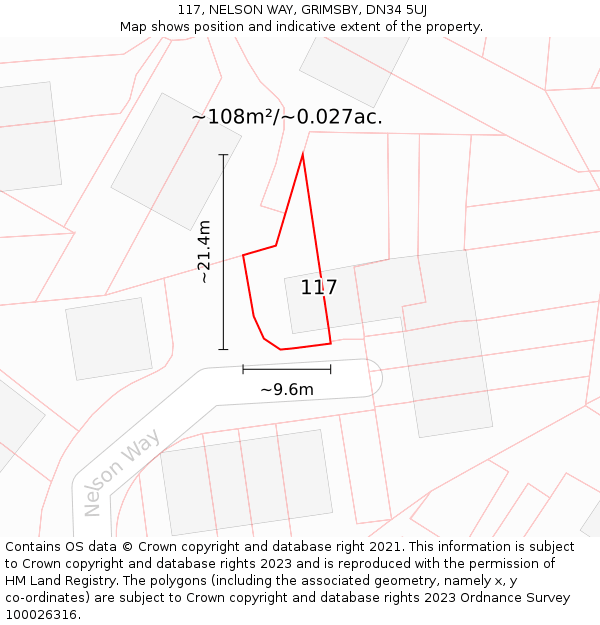 117, NELSON WAY, GRIMSBY, DN34 5UJ: Plot and title map