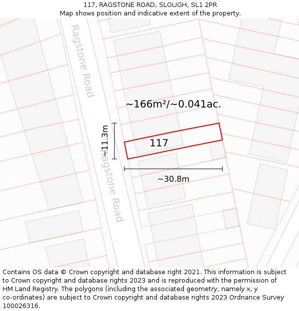 117, RAGSTONE ROAD, SLOUGH, SL1 2PR: Plot and title map