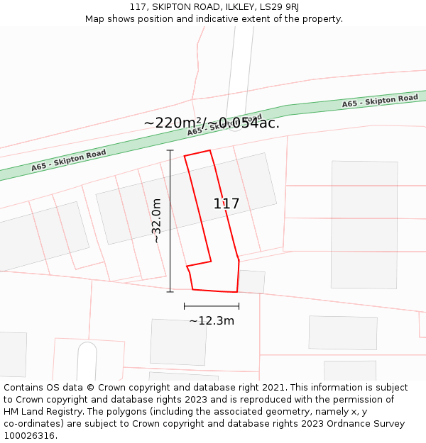 117, SKIPTON ROAD, ILKLEY, LS29 9RJ: Plot and title map