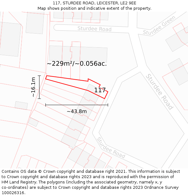 117, STURDEE ROAD, LEICESTER, LE2 9EE: Plot and title map