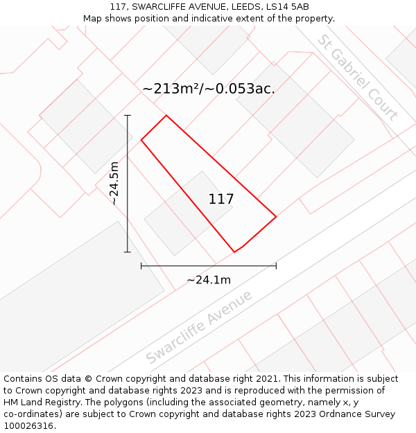 117, SWARCLIFFE AVENUE, LEEDS, LS14 5AB: Plot and title map