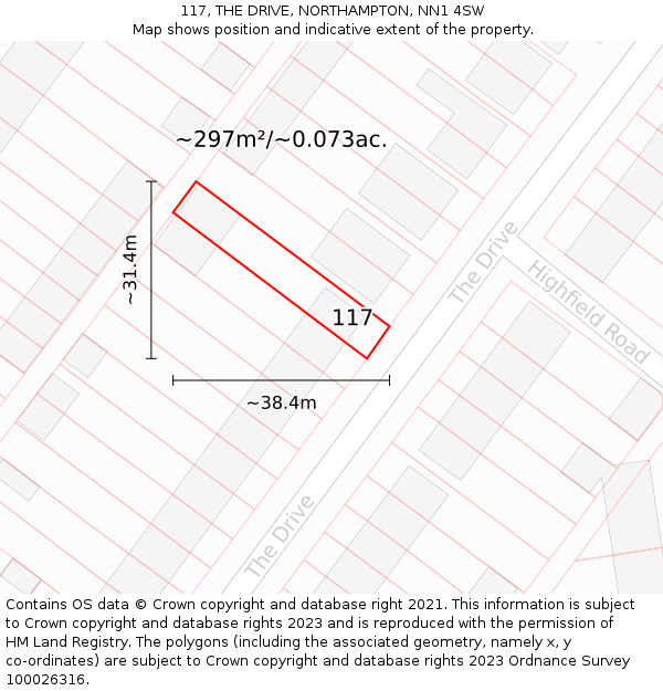 117, THE DRIVE, NORTHAMPTON, NN1 4SW: Plot and title map