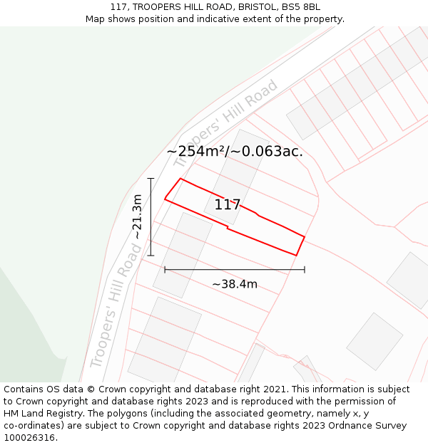 117, TROOPERS HILL ROAD, BRISTOL, BS5 8BL: Plot and title map