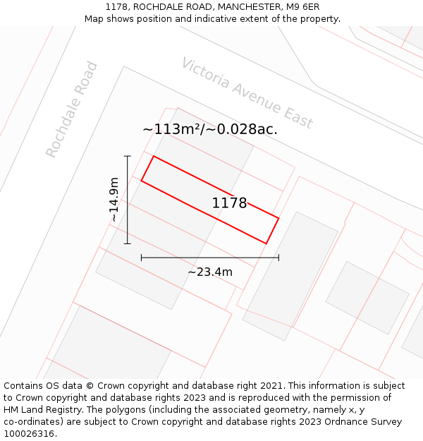 1178, ROCHDALE ROAD, MANCHESTER, M9 6ER: Plot and title map