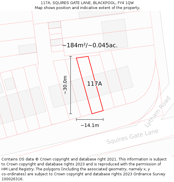 117A, SQUIRES GATE LANE, BLACKPOOL, FY4 1QW: Plot and title map