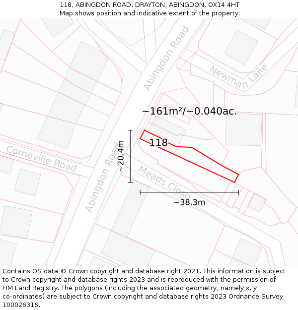 118, ABINGDON ROAD, DRAYTON, ABINGDON, OX14 4HT: Plot and title map
