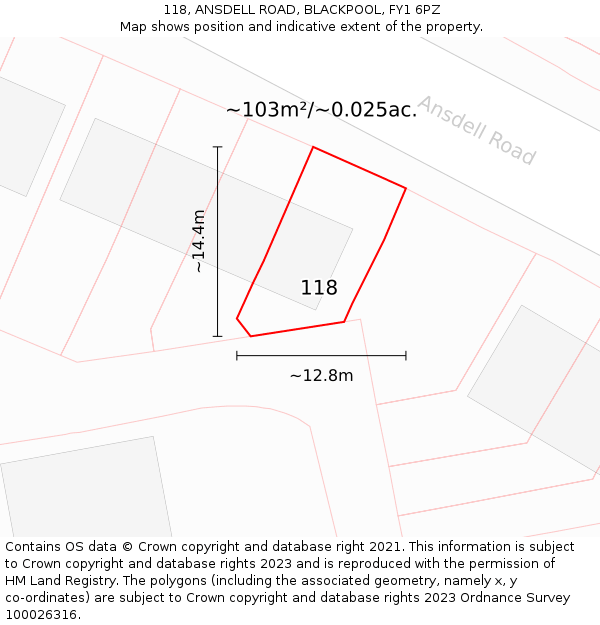 118, ANSDELL ROAD, BLACKPOOL, FY1 6PZ: Plot and title map