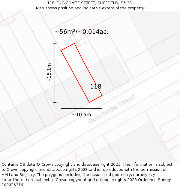 118, DUNCOMBE STREET, SHEFFIELD, S6 3RL: Plot and title map