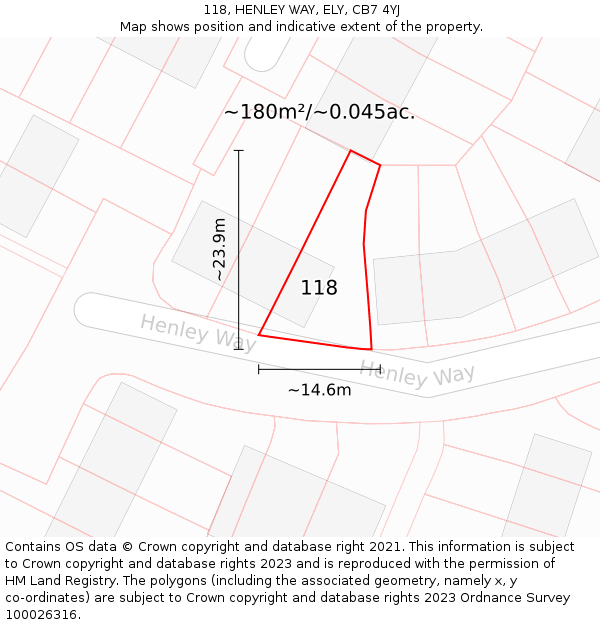 118, HENLEY WAY, ELY, CB7 4YJ: Plot and title map