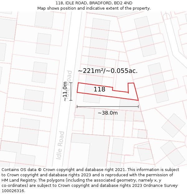 118, IDLE ROAD, BRADFORD, BD2 4ND: Plot and title map