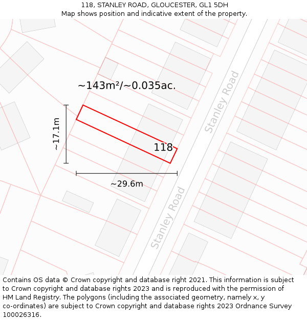 118, STANLEY ROAD, GLOUCESTER, GL1 5DH: Plot and title map