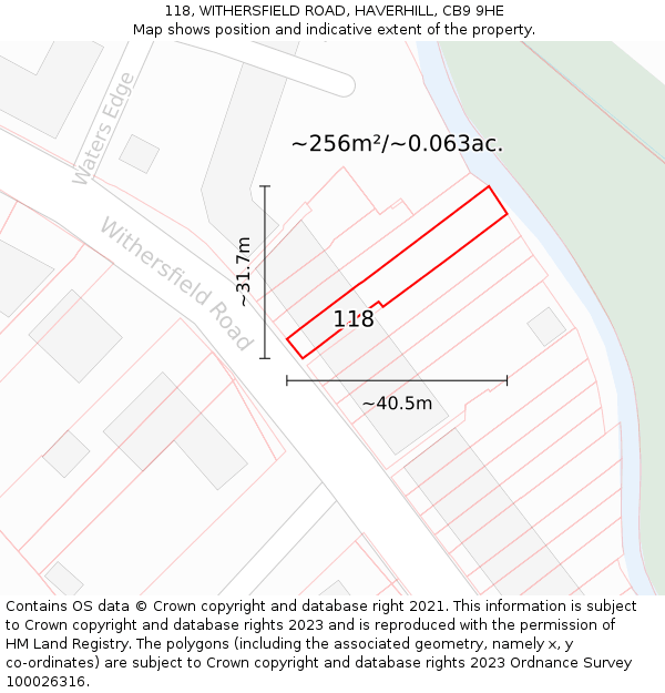 118, WITHERSFIELD ROAD, HAVERHILL, CB9 9HE: Plot and title map