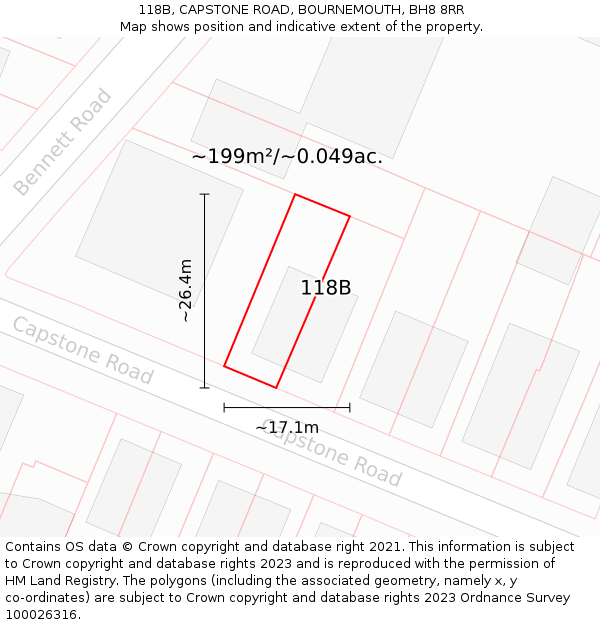 118B, CAPSTONE ROAD, BOURNEMOUTH, BH8 8RR: Plot and title map