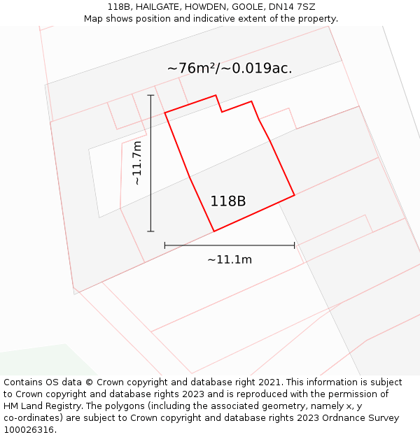 118B, HAILGATE, HOWDEN, GOOLE, DN14 7SZ: Plot and title map