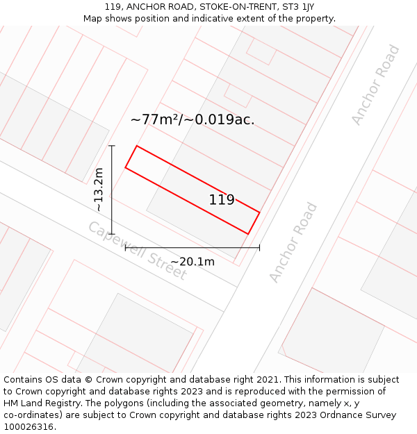 119, ANCHOR ROAD, STOKE-ON-TRENT, ST3 1JY: Plot and title map