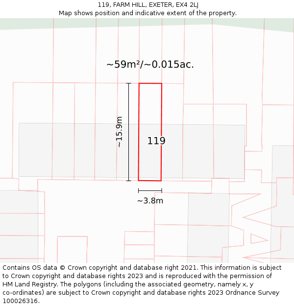 119, FARM HILL, EXETER, EX4 2LJ: Plot and title map