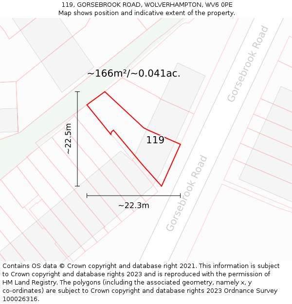 119, GORSEBROOK ROAD, WOLVERHAMPTON, WV6 0PE: Plot and title map