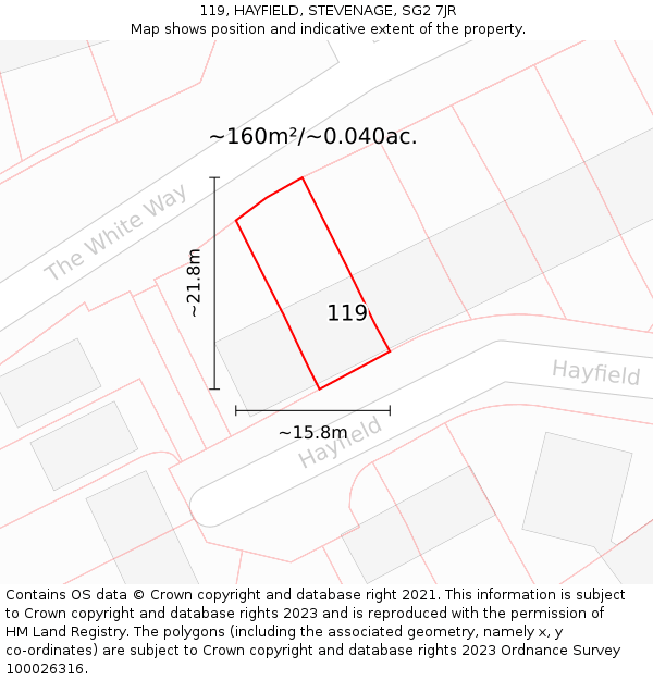 119, HAYFIELD, STEVENAGE, SG2 7JR: Plot and title map