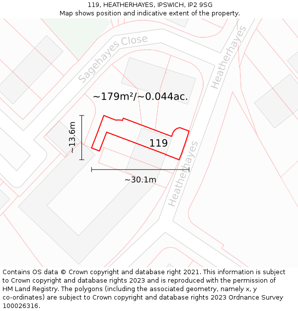 119, HEATHERHAYES, IPSWICH, IP2 9SG: Plot and title map