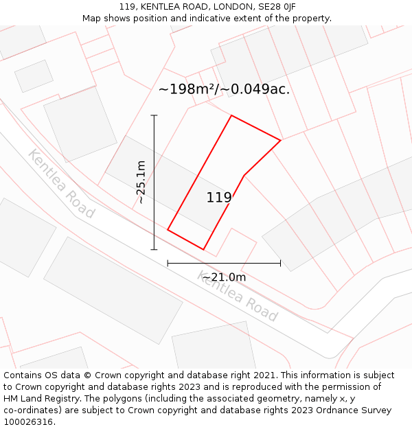 119, KENTLEA ROAD, LONDON, SE28 0JF: Plot and title map