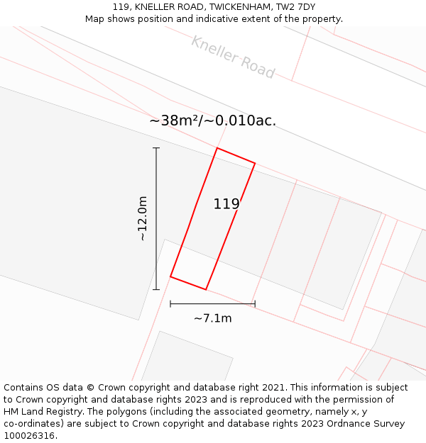 119, KNELLER ROAD, TWICKENHAM, TW2 7DY: Plot and title map
