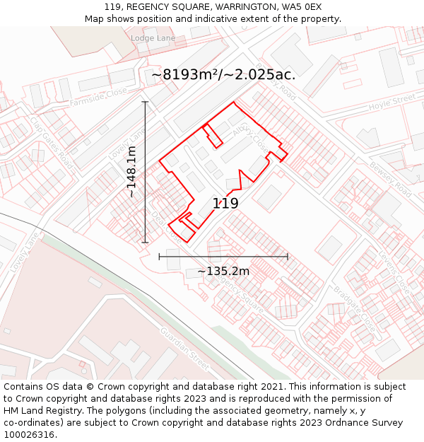 119, REGENCY SQUARE, WARRINGTON, WA5 0EX: Plot and title map