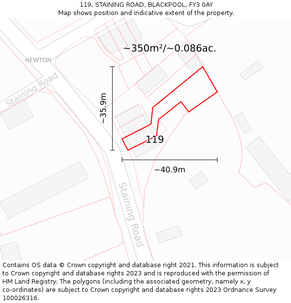 119, STAINING ROAD, BLACKPOOL, FY3 0AY: Plot and title map