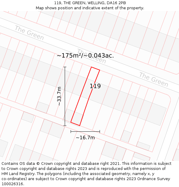 119, THE GREEN, WELLING, DA16 2PB: Plot and title map