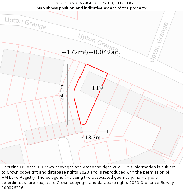 119, UPTON GRANGE, CHESTER, CH2 1BG: Plot and title map