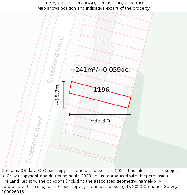 1196, GREENFORD ROAD, GREENFORD, UB6 0HQ: Plot and title map