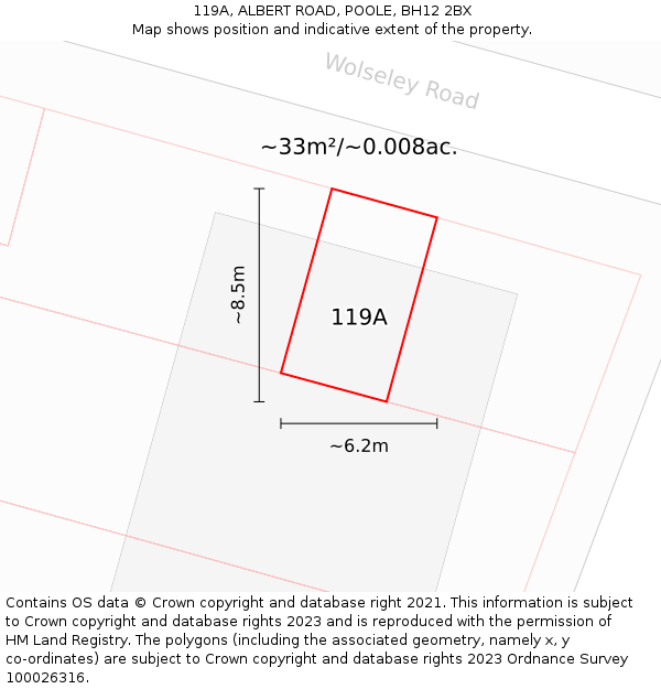119A, ALBERT ROAD, POOLE, BH12 2BX: Plot and title map
