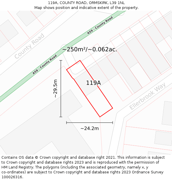 119A, COUNTY ROAD, ORMSKIRK, L39 1NL: Plot and title map