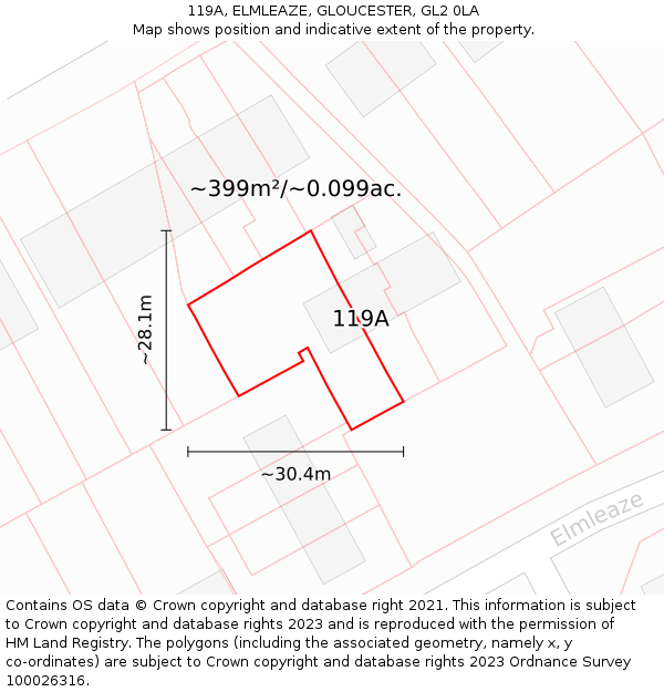 119A, ELMLEAZE, GLOUCESTER, GL2 0LA: Plot and title map