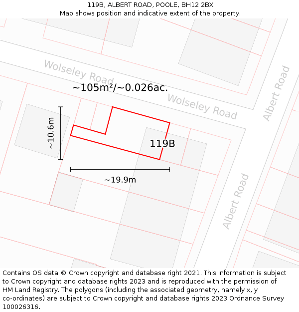 119B, ALBERT ROAD, POOLE, BH12 2BX: Plot and title map
