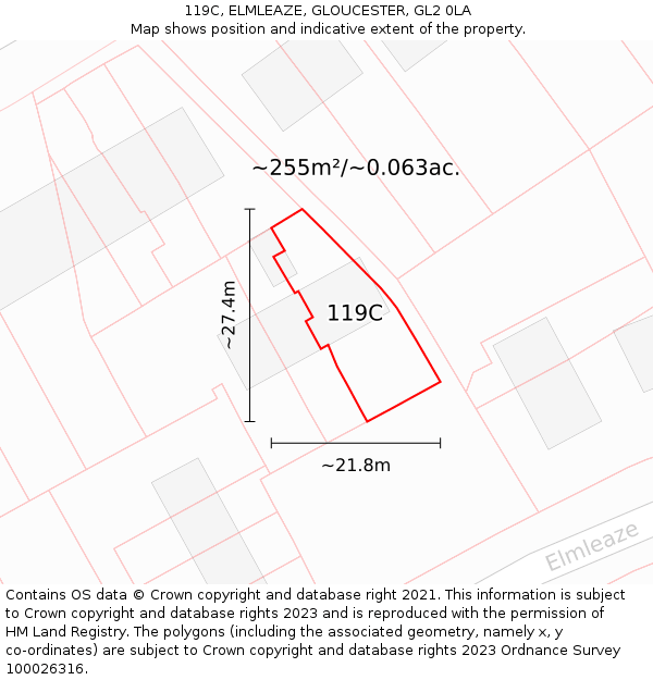 119C, ELMLEAZE, GLOUCESTER, GL2 0LA: Plot and title map