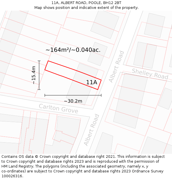 11A, ALBERT ROAD, POOLE, BH12 2BT: Plot and title map