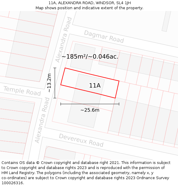 11A, ALEXANDRA ROAD, WINDSOR, SL4 1JH: Plot and title map