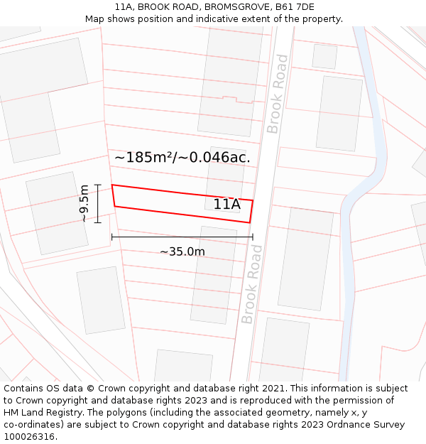 11A, BROOK ROAD, BROMSGROVE, B61 7DE: Plot and title map